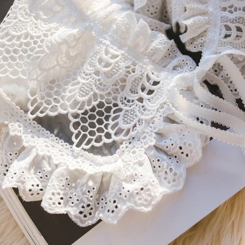 

Sweet Hollow Out Embroidery Lace Doll Fake Collar Ruffled Bowknot Bandage Shawl Wrap Necklace Lolita Decorative Short Poncho