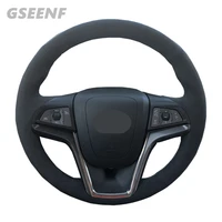 car steering wheel cover for chevrolet malibu 2011 2014 volt 2011 2015 black hand stitched comfortable and non slip suede