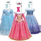 Платье принцессы с цветочной вышивкой для девочек 4-10 лет