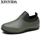 Мужская и женская Нескользящая водонепроницаемая обувь для сада рабочая обувь без застежки эластичные резиновые ботинки защитная обувь размера плюс 36-49