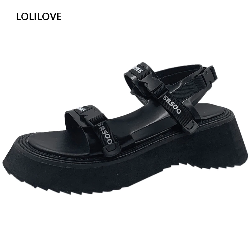 

fashion Summer Women Sandals Korean Shoes PU Leather Sandals Sweet designer Kawaii black Casual shoes