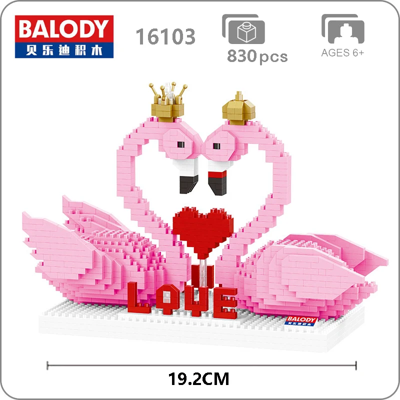 Balody 16103 Розовый фламинго Лебедь птица любовник животное 3D модель DIY алмазное мини