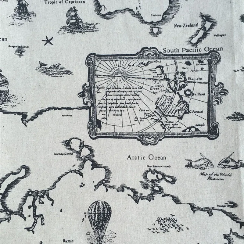 50x150cm World Map Printed Cotton Linen Fabric For Handmade Quilting DIY Sewing Table Cloth Bag Tissue Material |