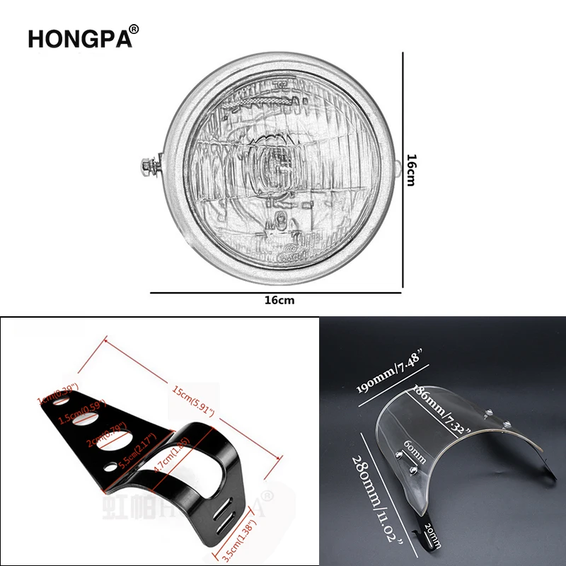 Universal Retro Motorcycle Vintage Cafe Racer headlight Fairing Windshield Bracket Mount headlamp Windscreen for Harley Bobber |