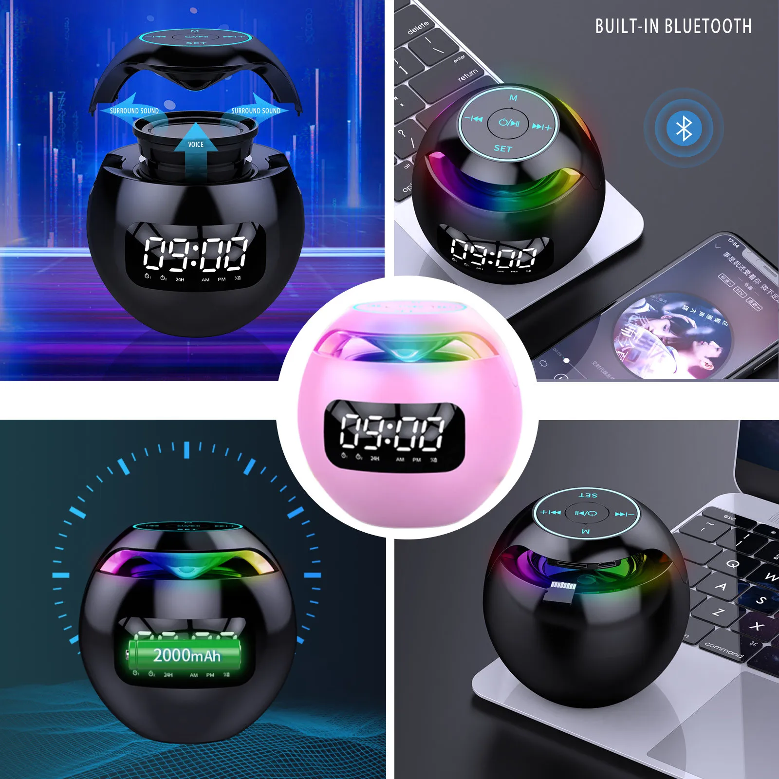 Настольный цифровой потолочный проектор Будильник USB пробуждение FM радио