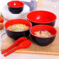 5pcs 15cm big bowl red black ramen noodle bowl plastic salad bowl fruits and vegetables bowl kitchen use large soup bowl