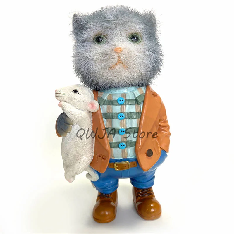 Estatuas de animales para decoraci&oacute;n del hogar, escultura creativa de gato, conejo, adornos de resina, accesorios de jard&iacute;n-4