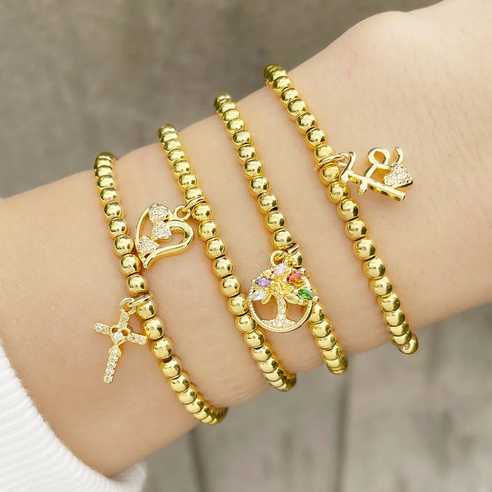 

Fashion Copper CZ Cross Charm Bracelet FE Letter Pave Crystal Bracelets for Women Girls Jewelry brte46