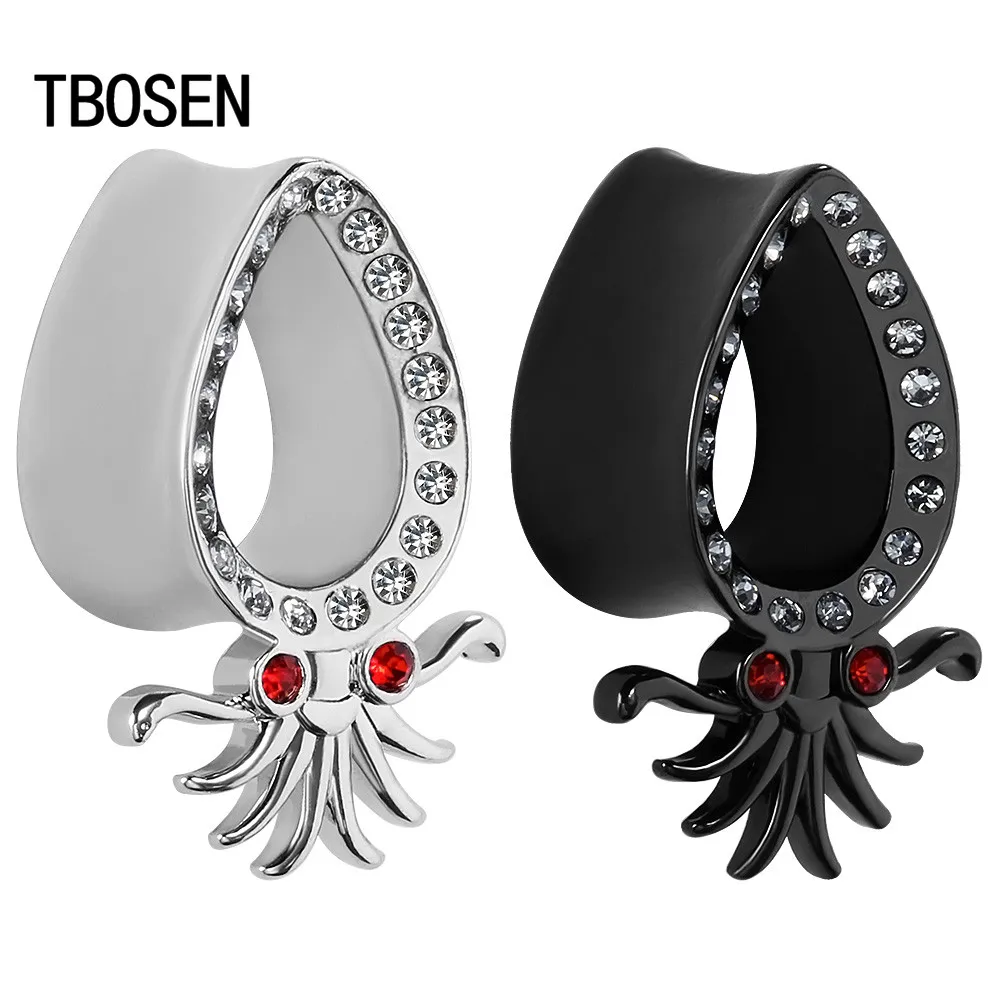 Медный осьминог Искусственный драгоценный камень заглушки для Пирсинга Ушей