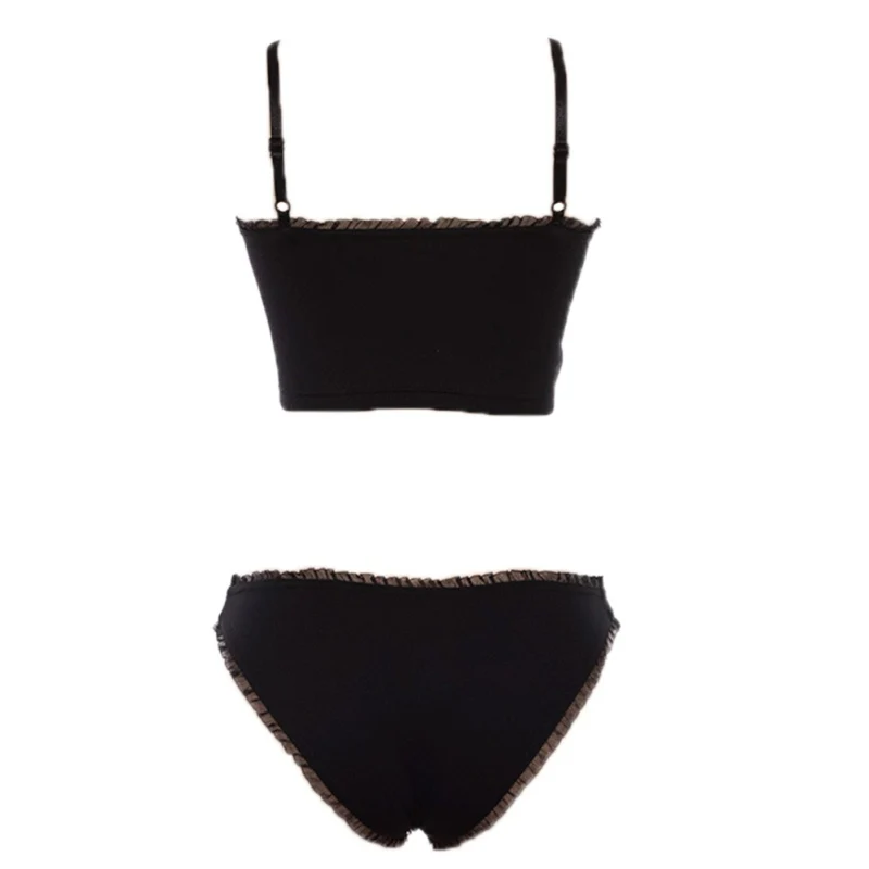 Женский сексуальный кружевной комплект из 2 предметов с вышивкой хлопковая майка