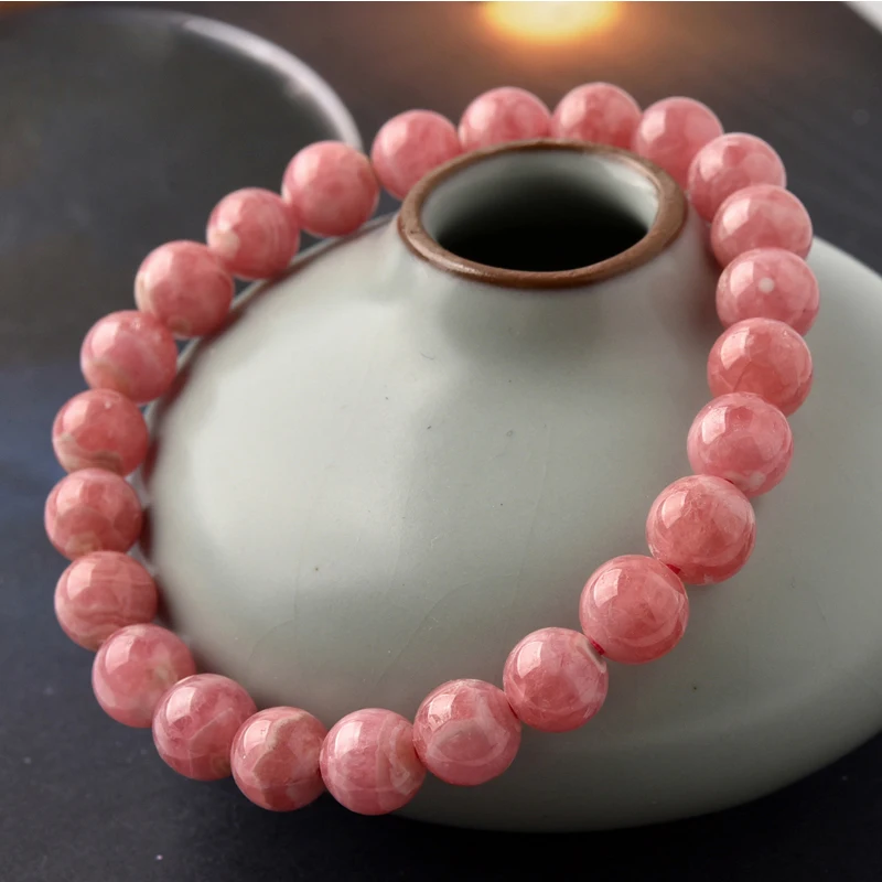 7A Top Grade natural Argentina Rhodochrosite 8-12mm smooth round loose beads stone for bracelet DIY