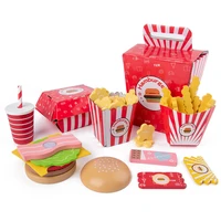baby toy kids kitchen pretend play toys simulation wooden hamburger fries fast food model set burger set house toys for children