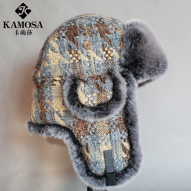 B-8485 Outdoor Earflap Bomber Hats Adult Thick Russian Trooper Snow Ski Berber Fleece Winter Hat Windproof Cap Ear Protection