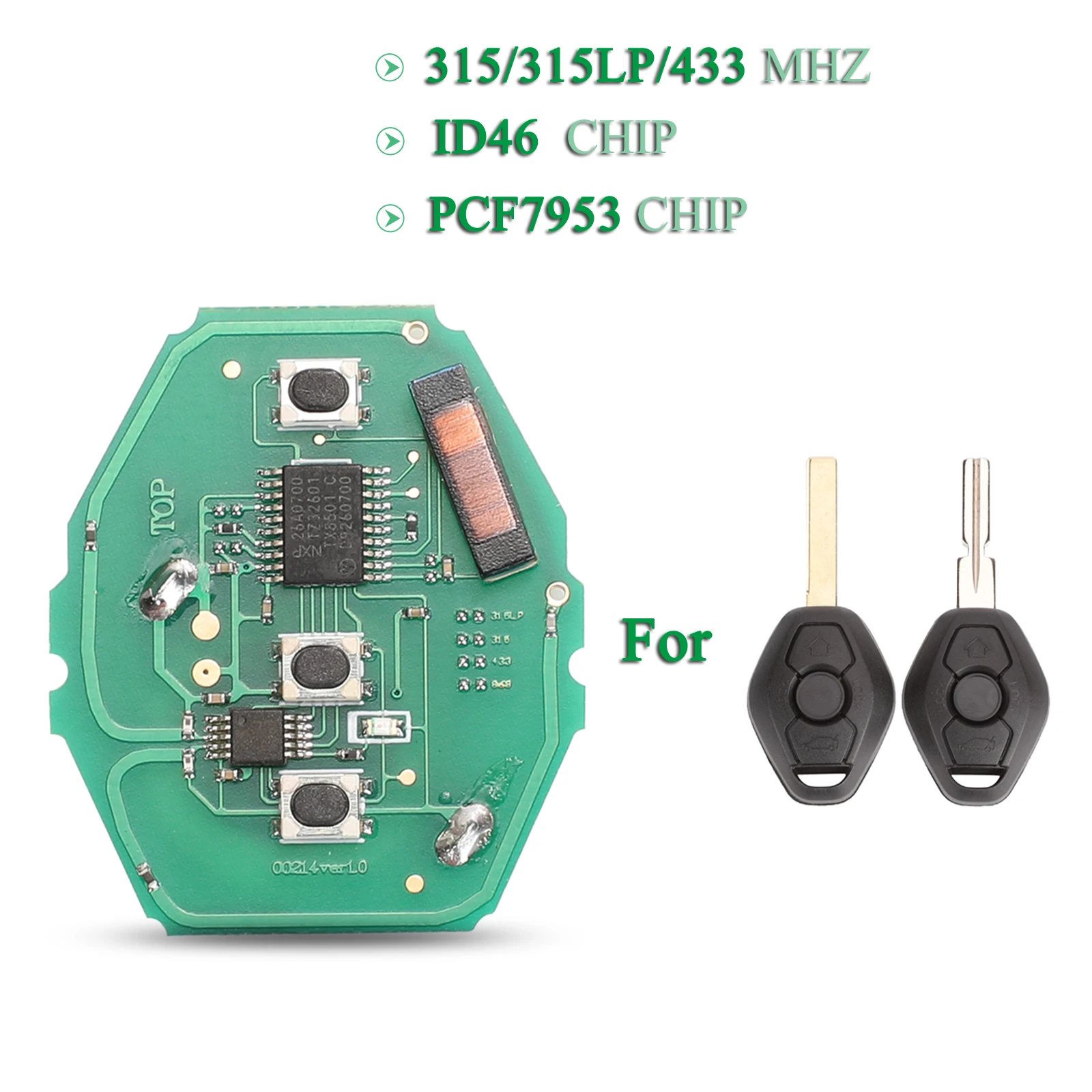 jingyuqin 3 Buttons 315/315LP/433Mhz With ID46-7953 Chip Remote Car Key Circuit Board Fob For BMW 3 5 7 Series CAS2 System