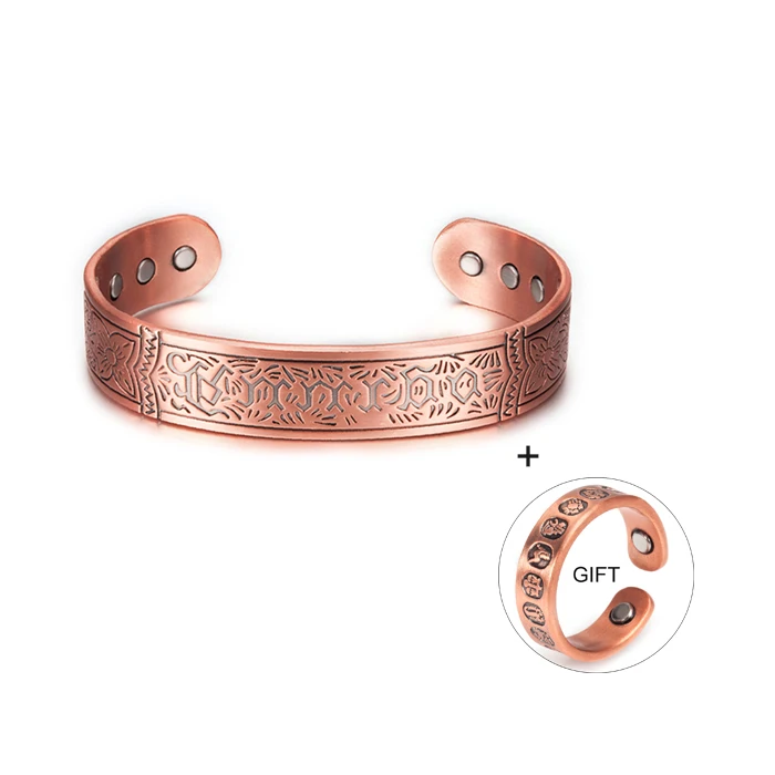 CB022 copper Vinterly купить 1 получить 1 подарок браслет из чистой меди мужской энергетический магнитный браслет медный широкий Регулируемый Браслет-манжета браслеты для мужчин - Окраска металла: CB022 copper