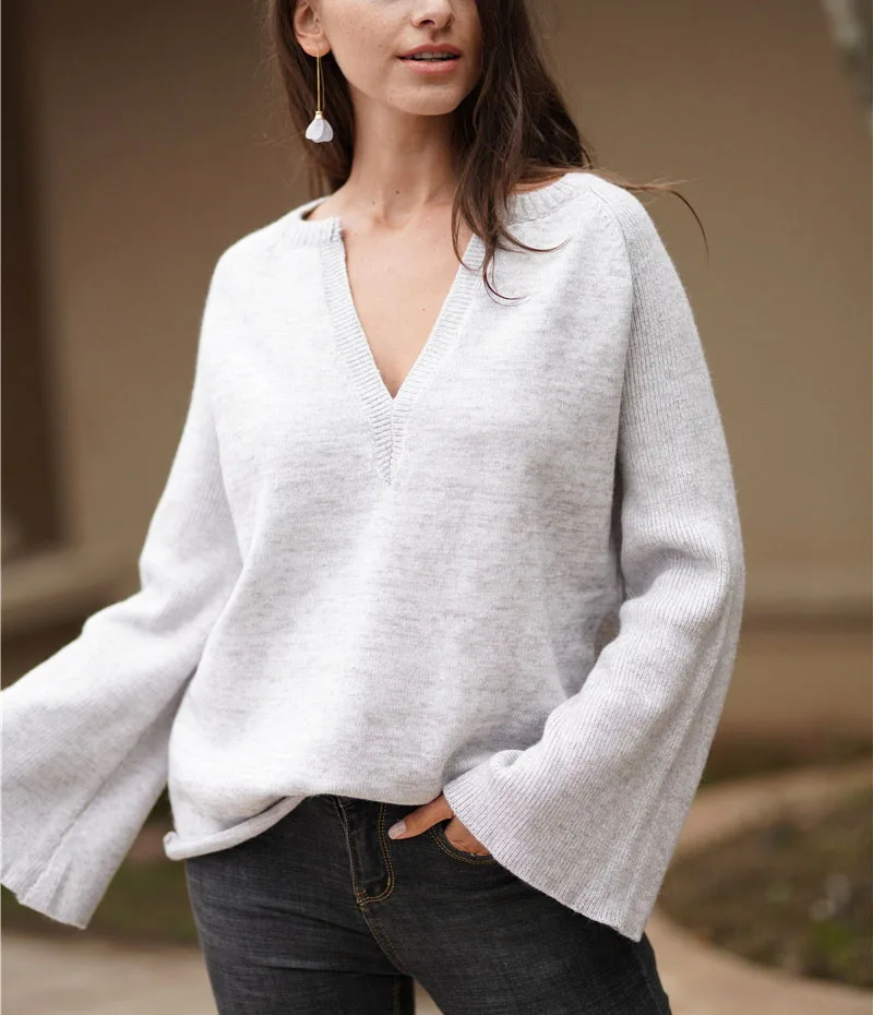 Осень 2019 женский свитер однотонный пуловер темперамент для путешествий