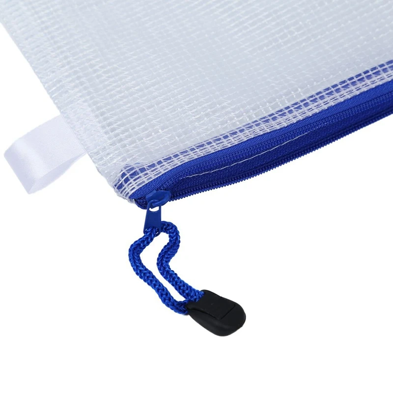 

12 Pcs White Plastic Zipper Pen File Document Bags Folders Pockets