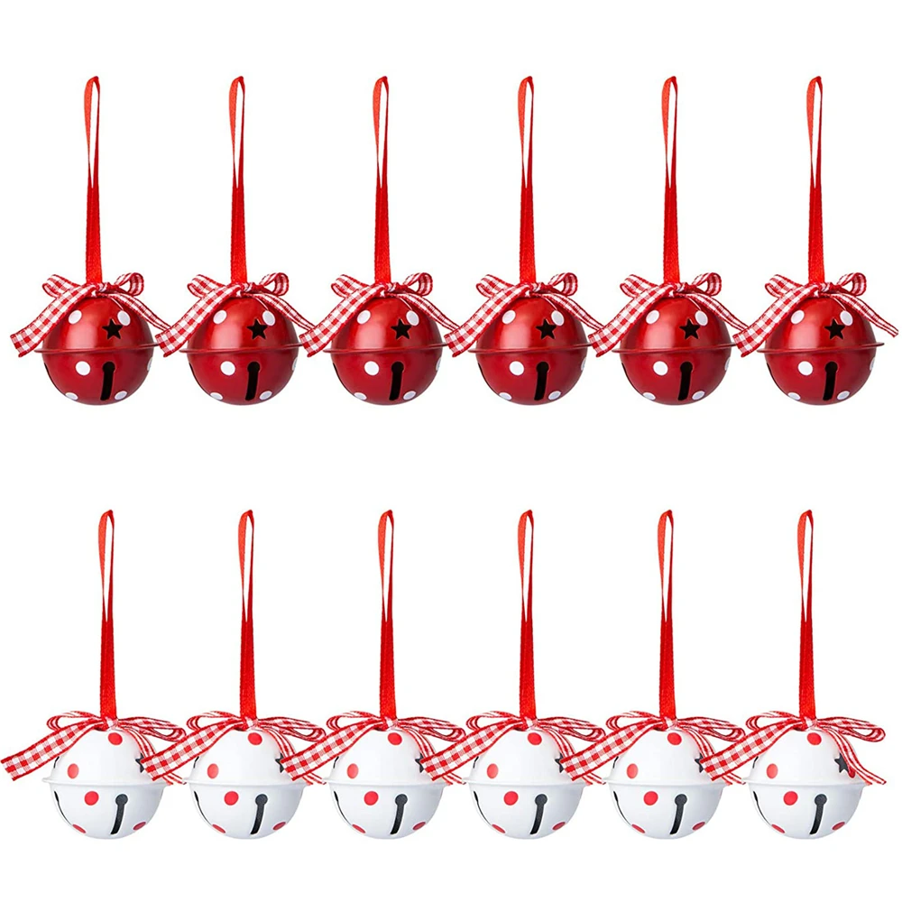 

24 Pcs Christmas Tree Decorative Craft Ornament Pendant Ball Bell with Bow Tie Home Decoration Accessories