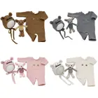 3 шт.компл. новорожденные фотографии реквизит костюм вязаный хлопковый комбинезон шапка кукла мышка P31B