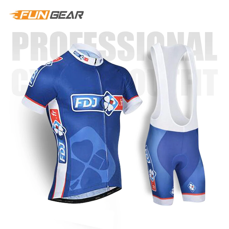 FDJ Pro Team одежда с короткими рукавами Велоспорт Джерси набор мужской велосипедный Костюм MTB гоночная одежда летняя дышащая быстросохнущая одежда