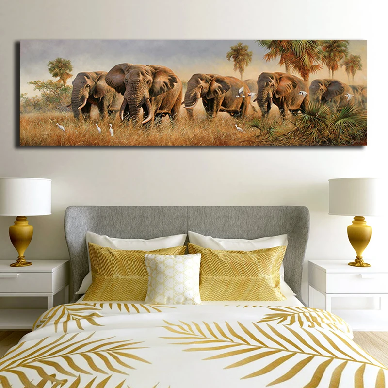 Африканские слоны животные картина маслом печать холст декоративные фотографии
