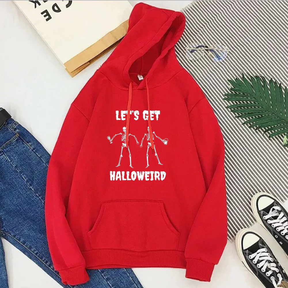 

Let's Get Halloweird Sweatshirt Women Vintage Letter Printing Hoodies Horror Movie Halloween Girls Fashion Tops Plus Size L