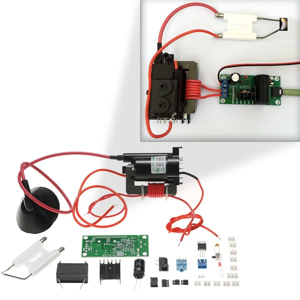 

20KV ZVS Tesla Coil Booster High Voltage Generator Plasma Music Arc Speaker Kits Driver Board DIY + Ignition Coil + Spray Point