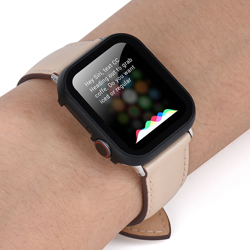 Чехол из закаленной пленки для Apple Watch Series 4, 3, 2, 1, ремешок, чехол 42 мм, 38 м, 40 мм, 44 мм, тонкий алюминиевый чехол, защита для iWatch 4