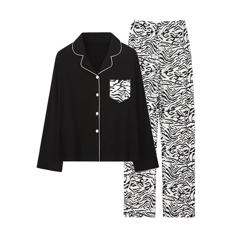 

2021Spring/ autumn pajamas set women Korean cotton long-sleeved trousers casual Leopard print service suit fashion Home Clothes