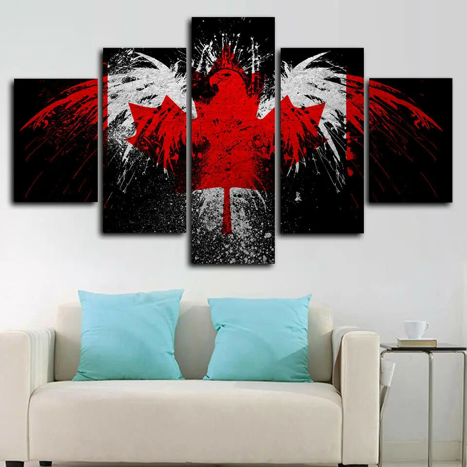 5 панелей HD Печать канадский флаг Орел плакат шт. на холсте настенный Декор