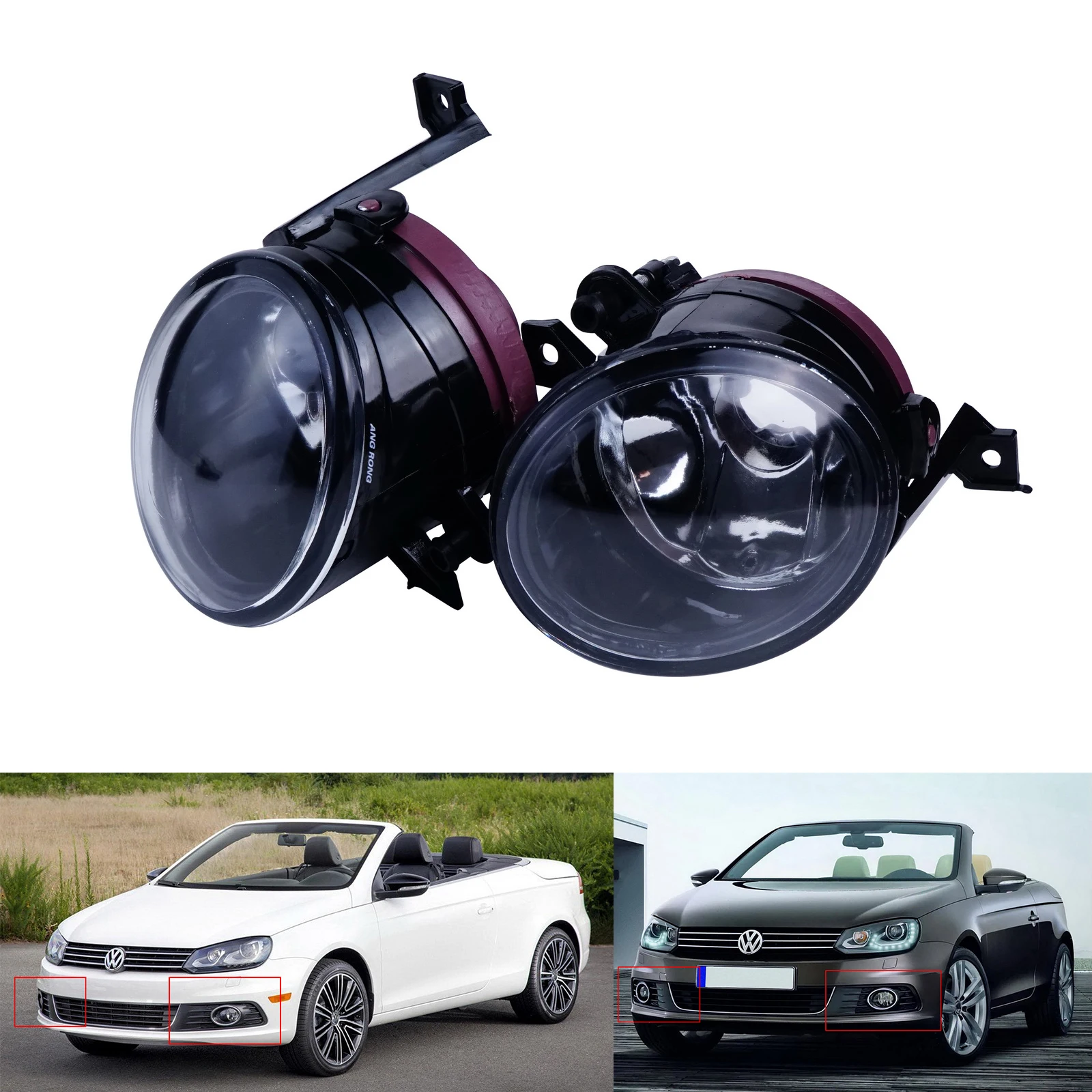 

ANGRONG Pair Front Bumper Head Fog Light Lamp For VW Golf MK5 GTI Caddy MK3 Scirocco No Bulb