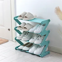 simple assembled shoe rack stainless steel storage shelf for shoes book sundries dorm room bedroom z shape shoe stand organizer
