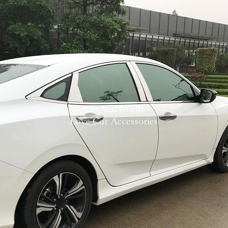 

Для Honda Civic 10th 2016-2021 из нержавеющей стали автомобиля стекло окна двери стойки оконная рама крышка Средний колонки гарнир планки аксессуары