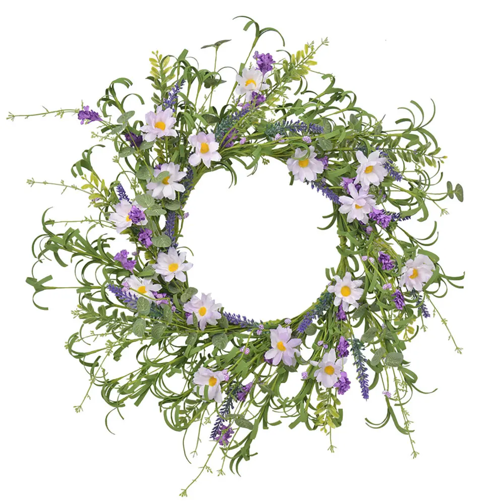

Дверной венок, Весенняя гирлянда, искусственное украшение, лавандовый круглый цветочный венок для дома