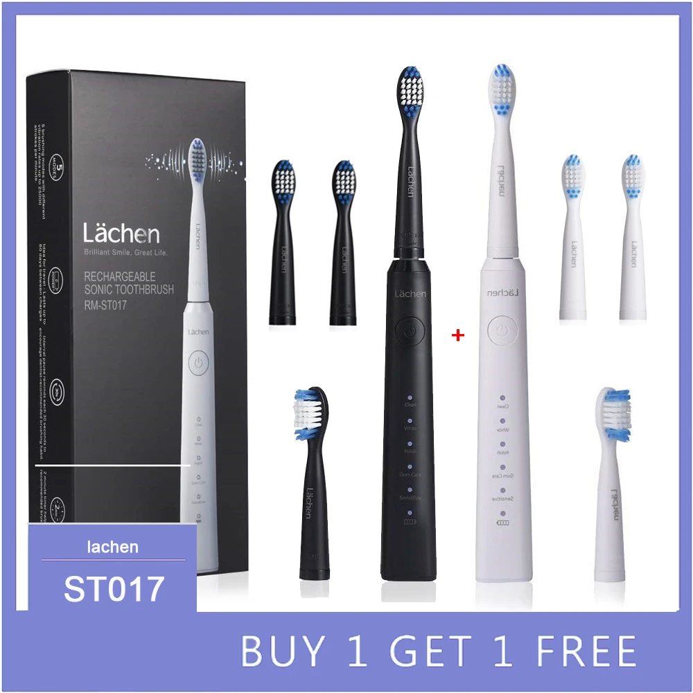 

Lachen Electric Toothbrush Sonic toothbrush with 8 brush heads timer 5 modes USB charging 60 days battery life IPX7 waterproof