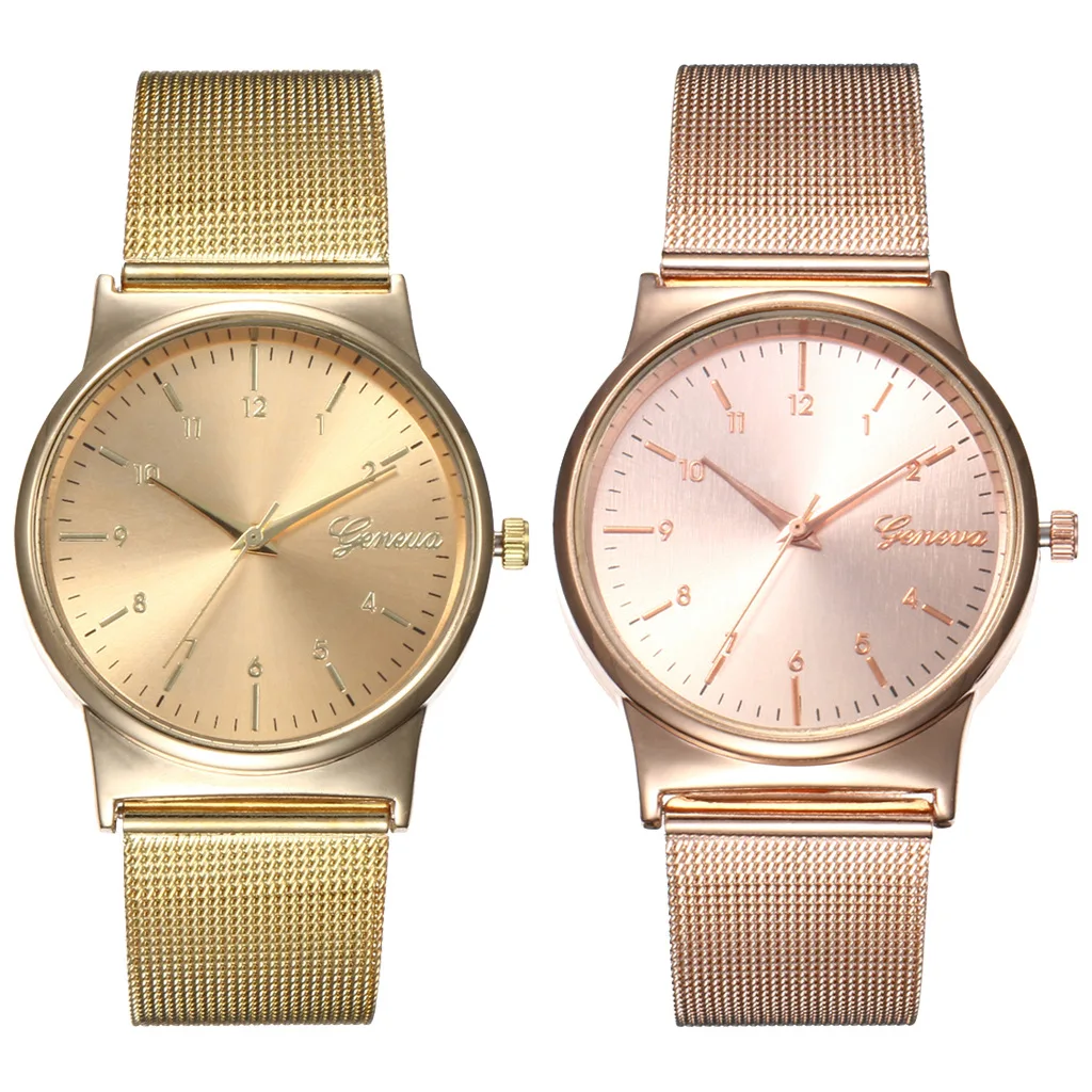 

New fashion watch fashion alloy mesh belt women's watch simple and versatile digital scale three-pin quartz casual watch
