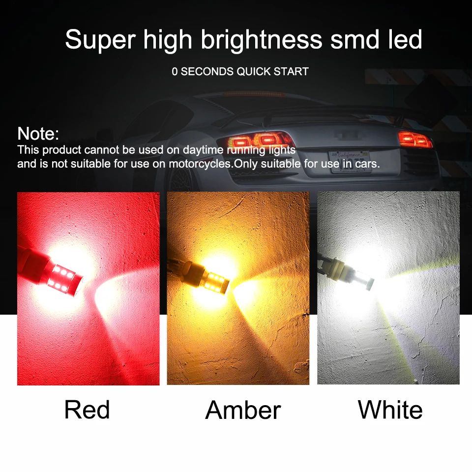 

ANMINGPU 2X Signal Lamp P21W Led 1156 BA15S PY21W BAU15S Canbus 3030SMD BAY15D 1157 LED P21/5W Turn Signal Light Brake Light 12V