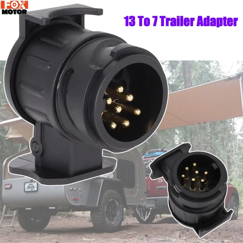 

12V Waterproof Durable 13 To 7 Pin Trailer Adapter Truck Caravan Accessories Electric Adapter Protects Connections Towing Socket