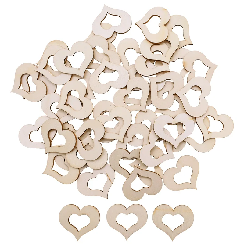 50/100 шт. деревянные ломтики в форме сердца|Поделки из дерева| |