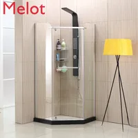 High-End Diamond-Type Simple Shower Room Glass Bathroom Complete Shower Room with Base Tempered Sliding-Glass Door