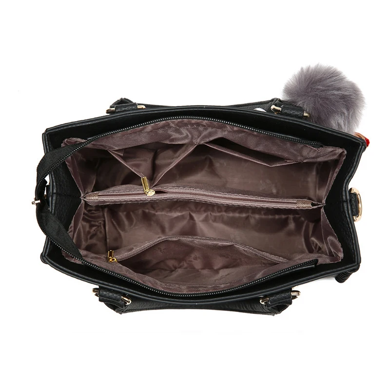 

Women PU Leather Handbags Fashion Hairball Ladies Hand Bags Totes Female 2021 Simple Crossbody Bag Torba Damska Weave