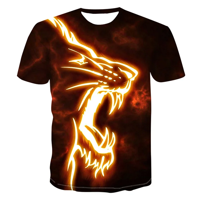 

2021 3d Pattern Lion Round Neck Short-sleeved Summer Men's Casual Daily T-shirt