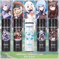 new genshin impact hu tao klee ganyu keqing stainless steel anime vacuum cup intelligent screen thermos cup water bottle gifts