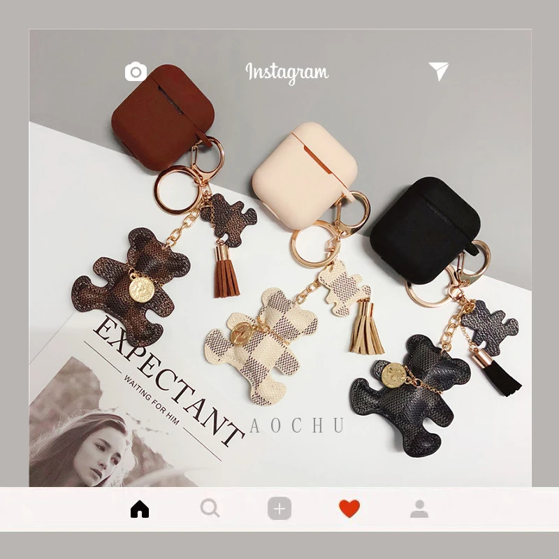 

Luxury brand Square Bear soft silicon Wireless Earphone Charging Cover for Apple AirPods 1 2 pro Bluetooth Headset case funda