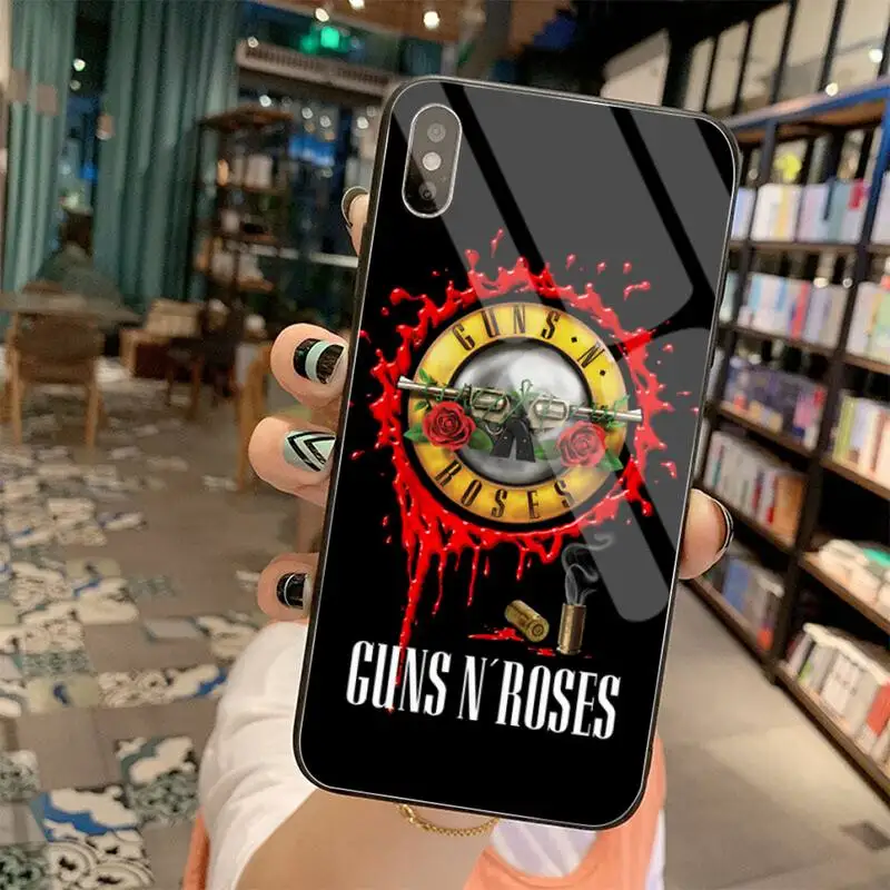 HUAGETOP Guns N Roses Soft Phone Case Cover Tempered Glass For iPhone 11 Pro XR XS MAX 8 X 7 6S 6 Plus SE 2020 case | Мобильные