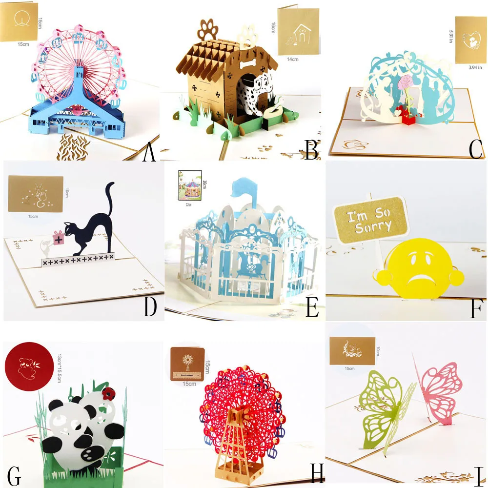 

3d Up Cards Valentine Lover Happy Birthday Anniversary Greeting Cards Small Gifts For Classmates And Colleagues About 15 X15cm