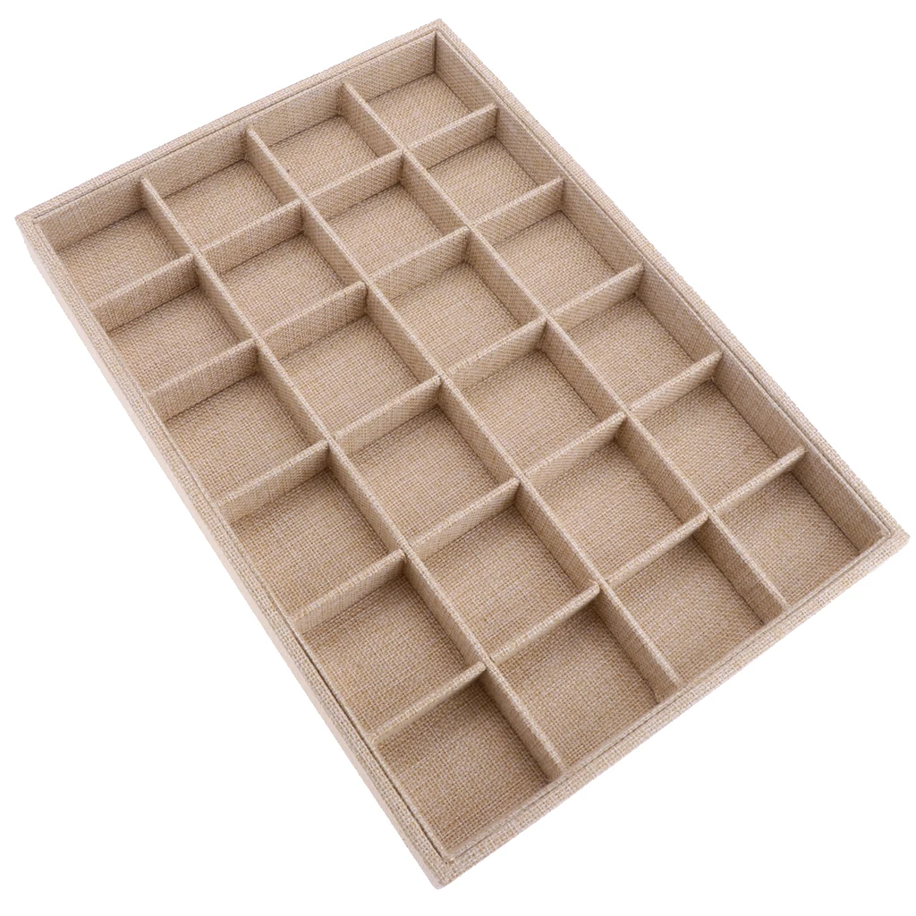 Velvet Stackable 24 Grid Jewelry Tray Showcase Display Necklace Organizer Ring Holder Bracelet Storage Case Jewelry Packaging
