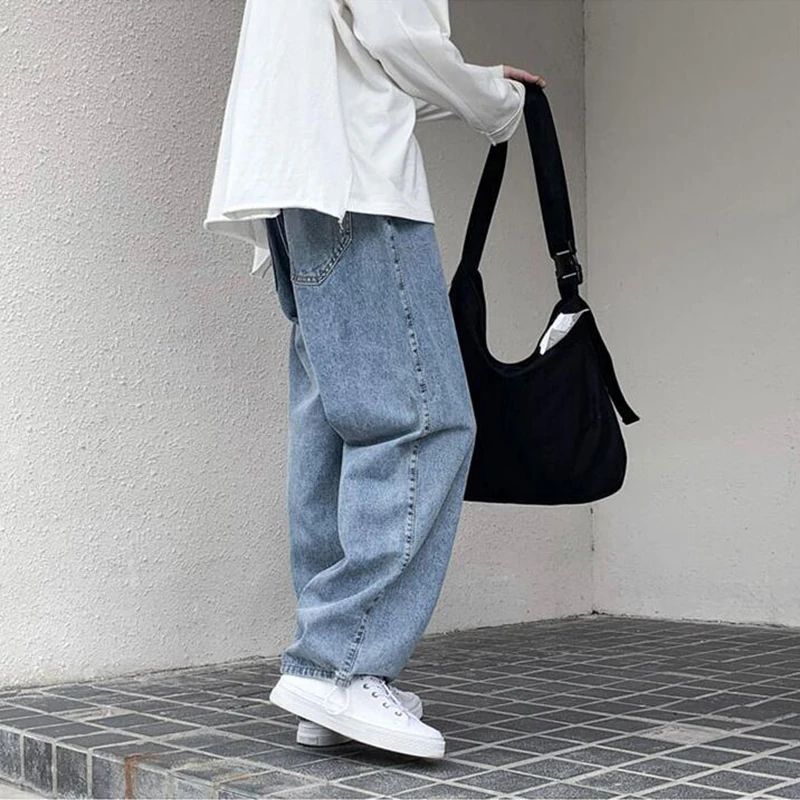 

Men's Retro Autumn Trend Wide Leg Drawstring Jeans Men's Straight Tube Loose Students' Versatile Jeans