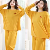 size 8xl 140kg winter women sleepwear o neck long sleeve fleece pajamas sets women warm top and pants big size home wear