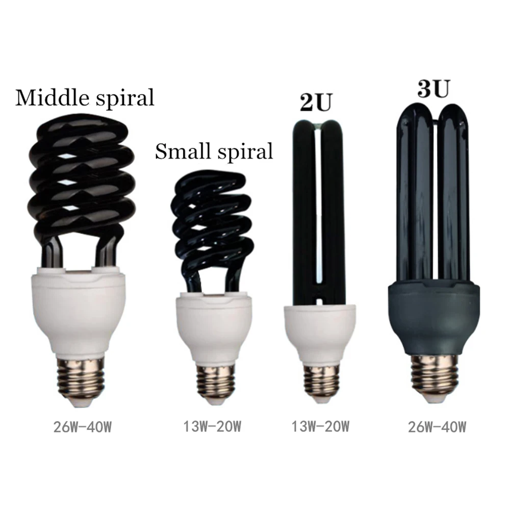 E27 УФ-спиральный светильник лампа 220 В ультрафиолетовые люминесцентные 2U 15-40 Вт